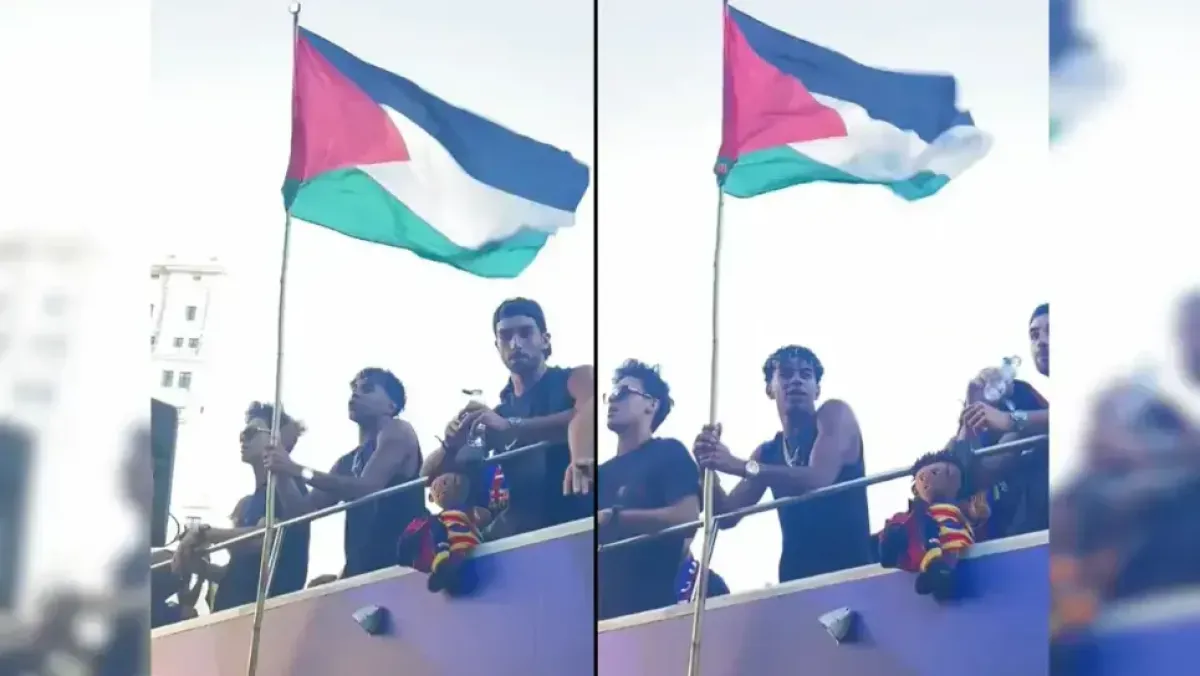 لـامين يامال يثير جدلاً بعد رفع الراية الفلسطينية مع برشلونة